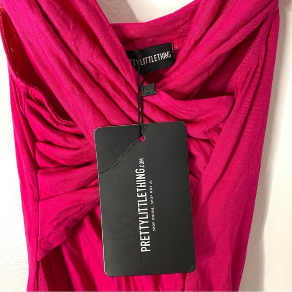 PrettyLittleThing Pink Wrap Bardot Thong Bodysuit NWT - Picture 3 of 9